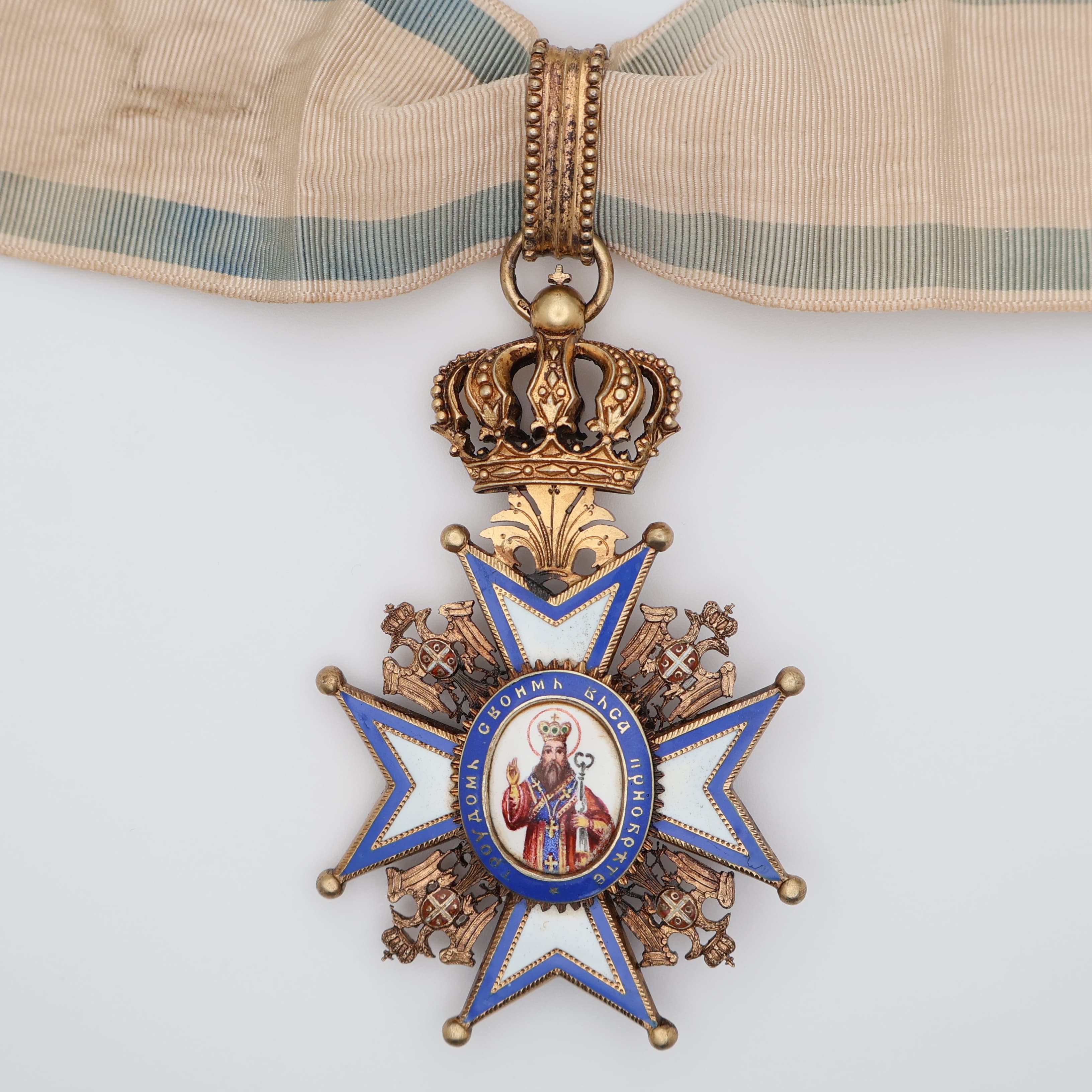 Serbian Order of St. Sava Type I Commander Neck Badge by Scheid, c.1905