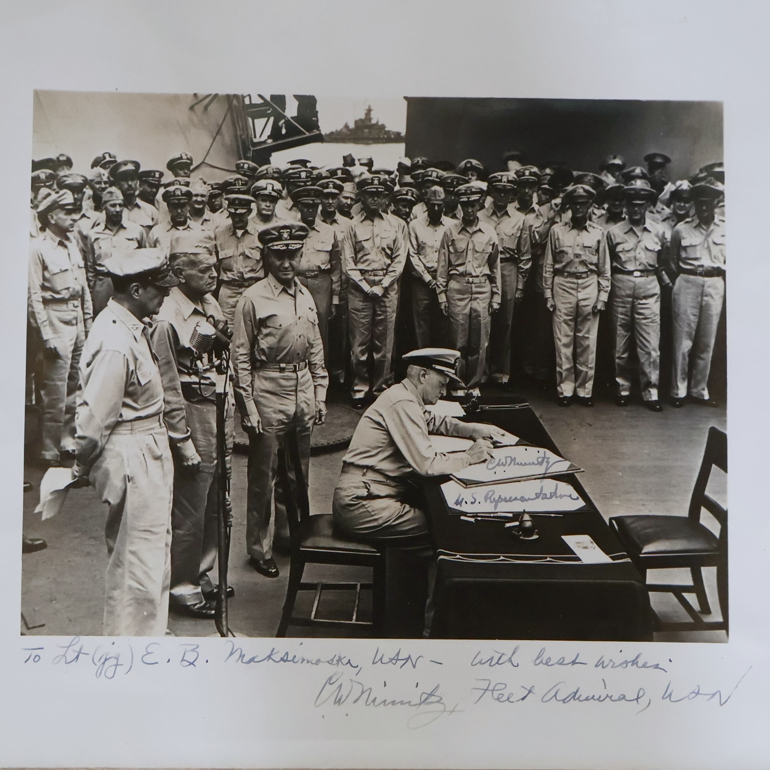 Fleet Admiral Chester Nimitz Signed Japanese Surrender Photograph