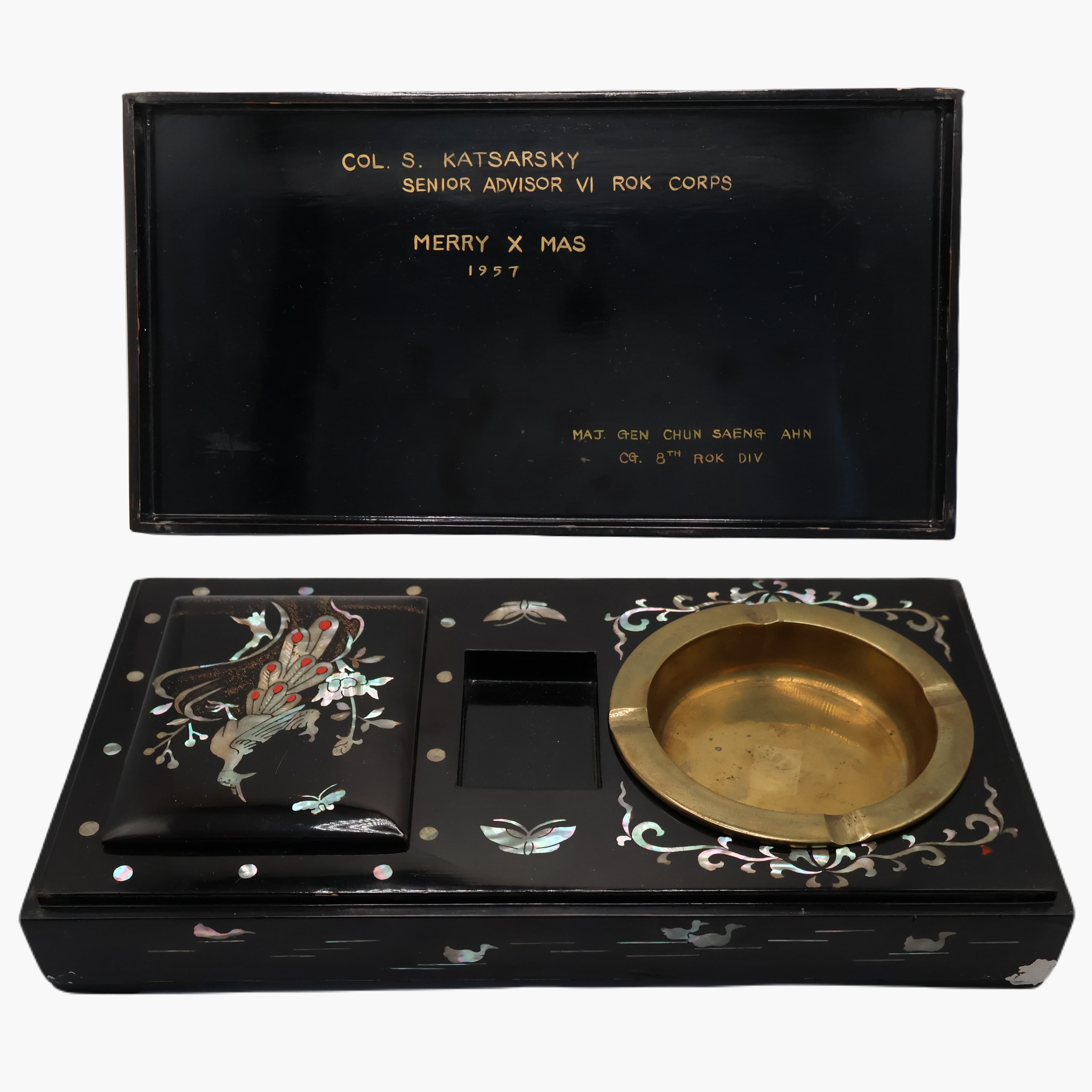 Korean Cold War Smoke Set Gifted to Col. S. Katsarsky, Christmas 1957