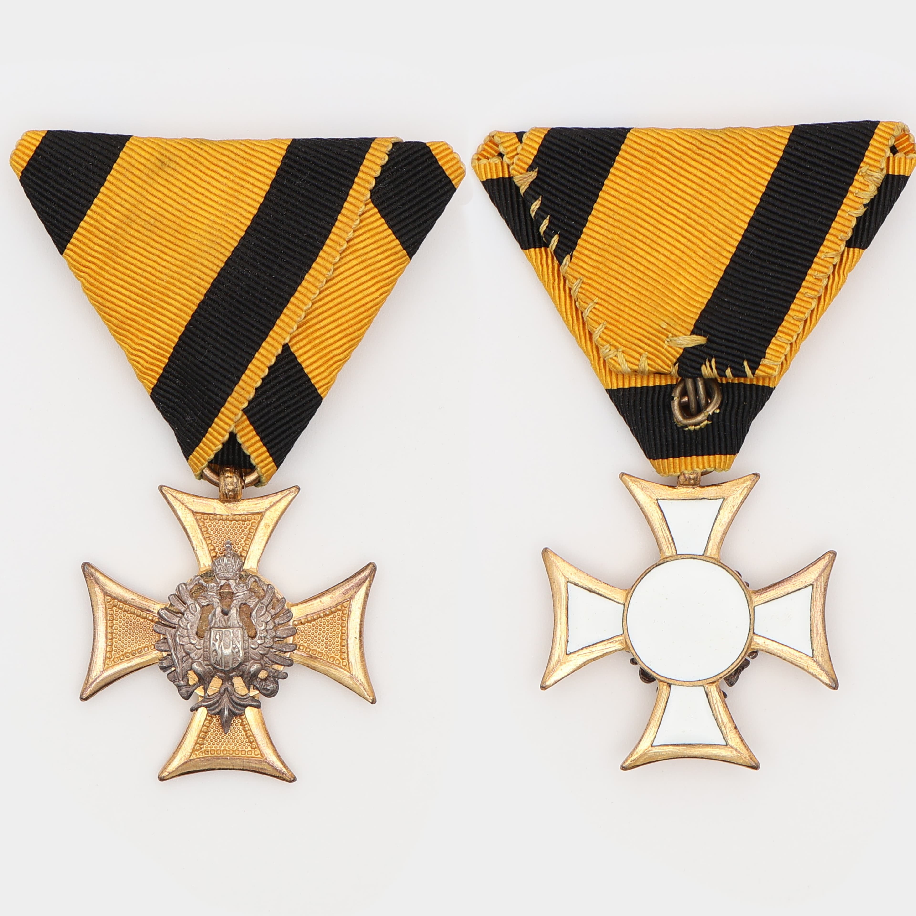 Austrian Officers' Long Service Decoration III Class, White Enamel Reverse